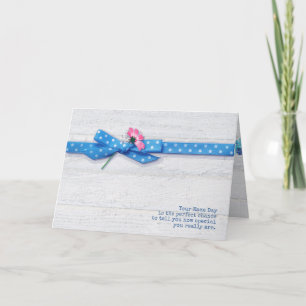 Carte marguerite dans le ruban à pois Nom Jour