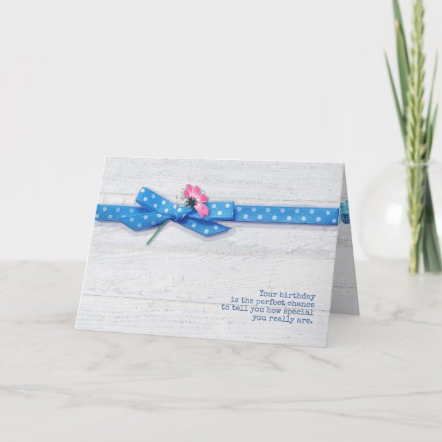 Carte marguerite dans le ruban de pois (Devant)