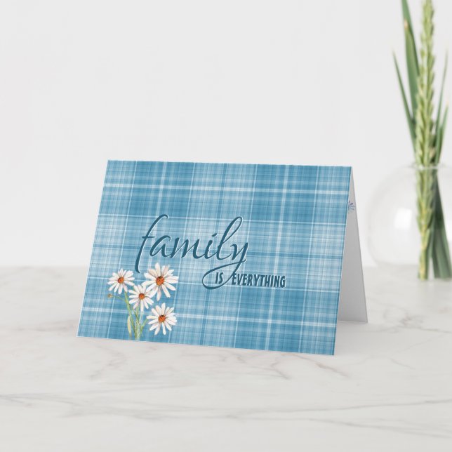 Carte marguerite de belle-fille sur aqua plaid (Devant)