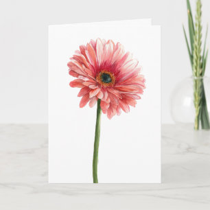 Carte Marguerite Gerbera Rose Aquarelle Jardin Amoureux