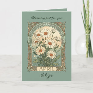 Carte Marguerite Ornementale Fleur du Mois de Naissance