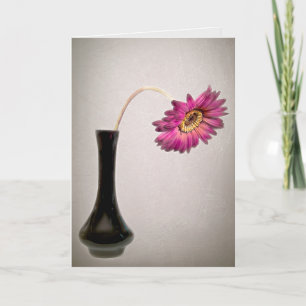 Carte Marguerite rose penchée dans un vase