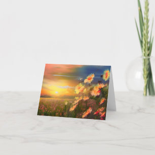 Carte Marguerites aquarelles au coucher du soleil person