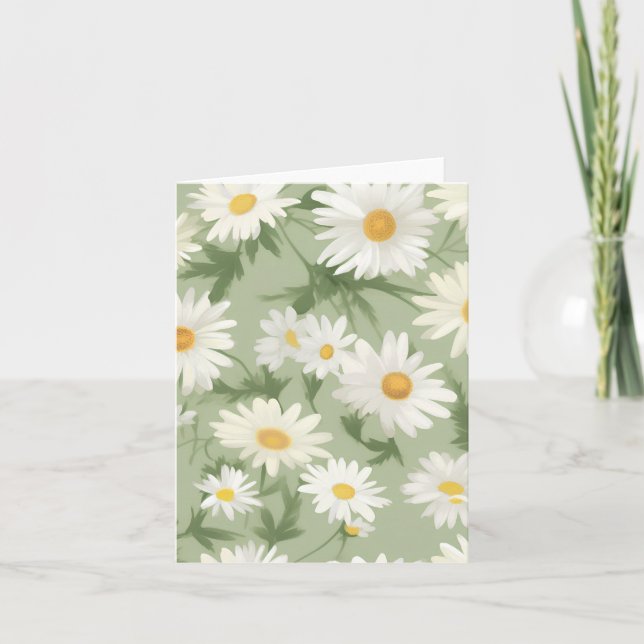 Carte Marguerites blanches sur vert (Devant)