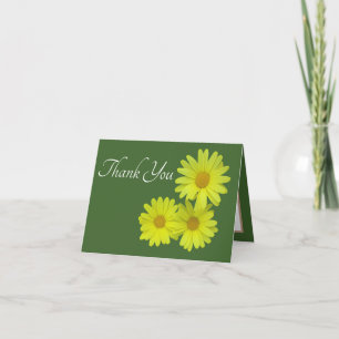 Carte Marguerites jaunes Merci Arrière - plan vert