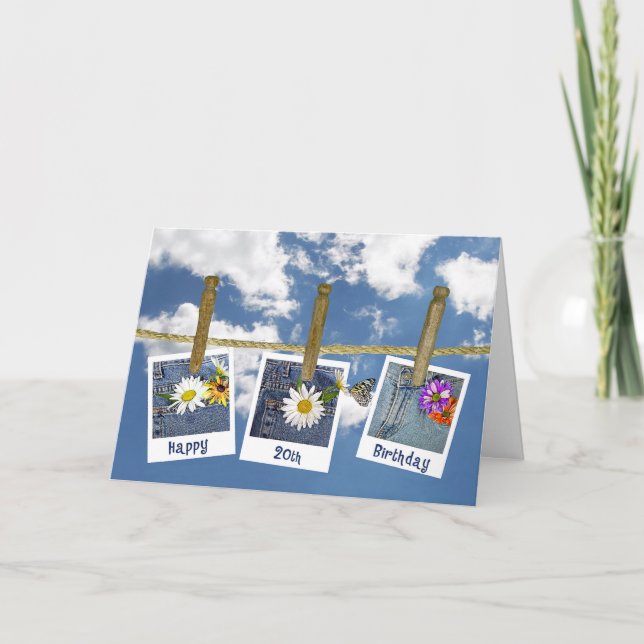Carte Marguerites pour 20e anniversaire (Devant)