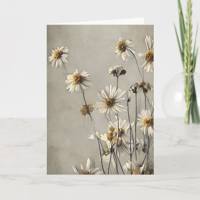 Carte Marguerites séchées pensant à vous (Devant)