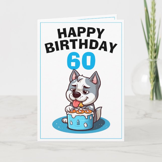 Carte Mari bleu et blanc mignon 60e anniversaire (Devant)