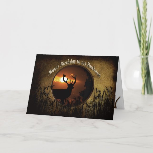 CARTE MARI D'ANNIVERSAIRE - CHASSE DE CERFS (Devant)