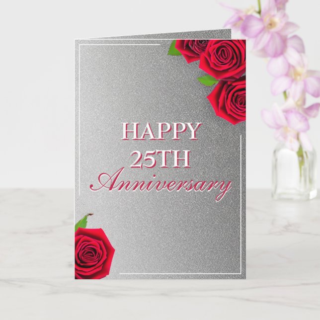 Carte Mari floral d'argent moderne 25e anniversaire (Orchidée)