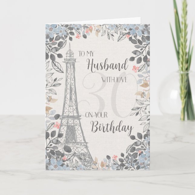 Carte Mari Romantique 30e anniversaire Tour Eiffel (Devant)