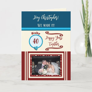Carte Mari ruby 40e anniversaire photo bleue