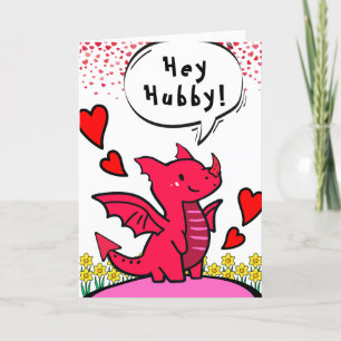 Carte Mari Valentine mignonne Magique Rouge Dragon