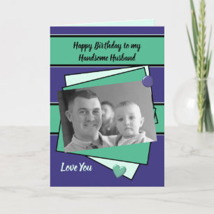 Carte Mari violet menthe vert d'anniversaire photo salua