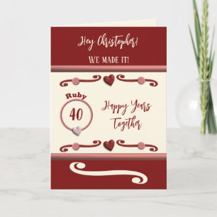 Carte Mari vous aime ruby 40e anniversaire bourgogne