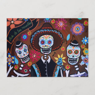 Carte Mariachi d'amis de Dia de los Muertos Tres