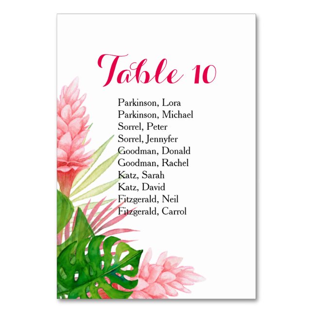 Carte mariage à aquarelle de fleurs tropicales (Dos)