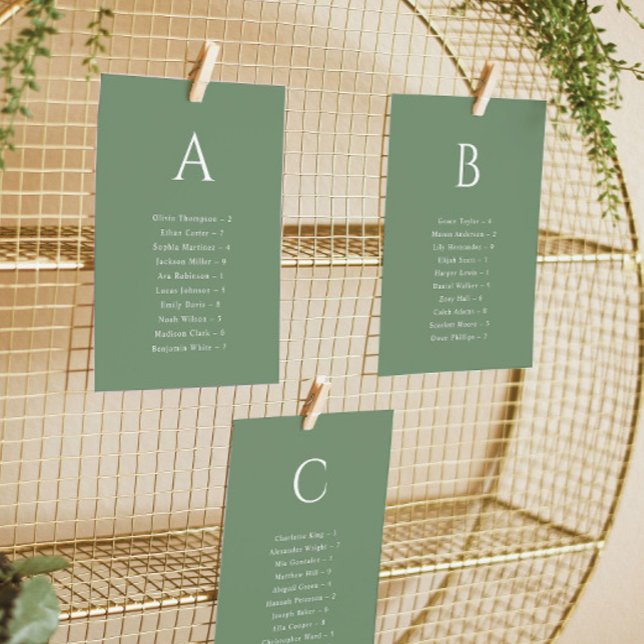 Carte Mariage Alphabétique Sage Green (Créateur téléchargé)