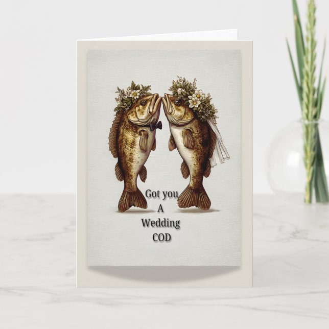 Carte Mariage amusante | Poisson "A vous une COD M (Devant)