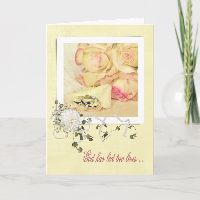 Carte Mariage anneaux Rose pétale (Devant)