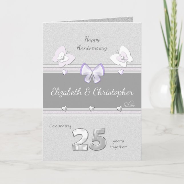 Carte Mariage Anniversaire 25e Salutation d'argent (Devant)
