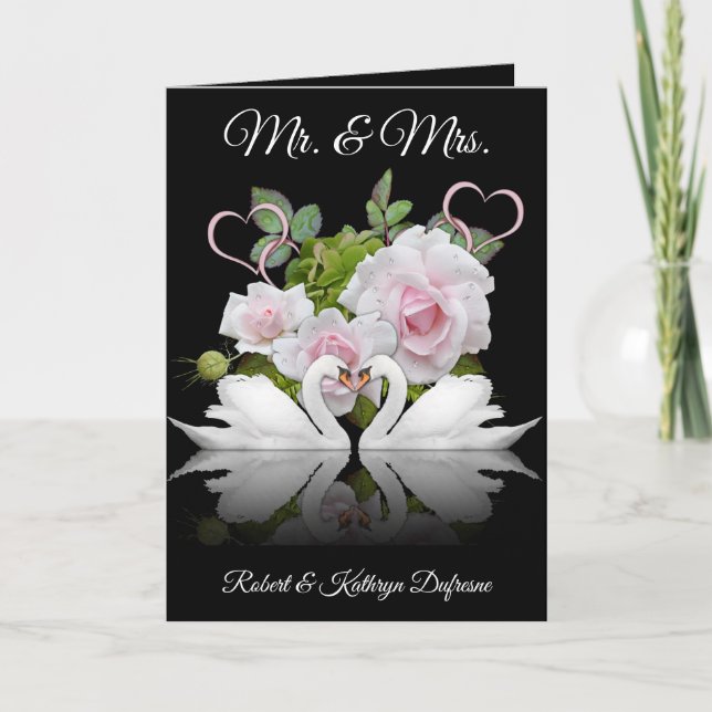 Carte Mariage/Anniversaire de Cygnes Personnalisés (Devant)