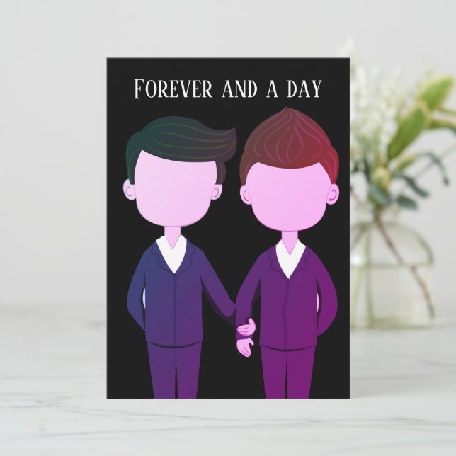 Carte Mariage Anniversaire Hommes gais Couple Citation r (Debout devant)