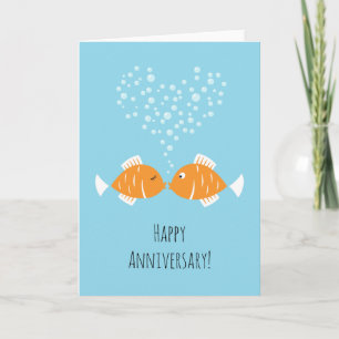 Carte Mariage Anniversaire Marié Couple Coeur Poisson