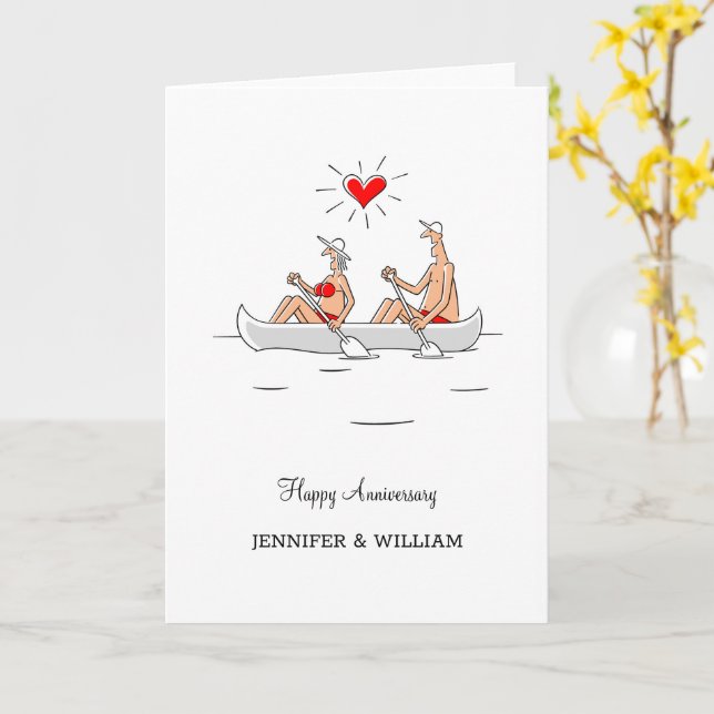 Carte Mariage Anniversaire Marié Couple Heart Canoe (Fleur jaune)