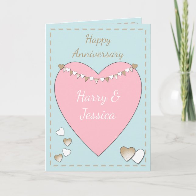 Carte Mariage Anniversaire rose pâle salut chic (Devant)