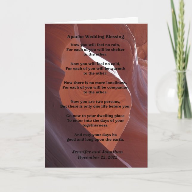 Carte Mariage Apache Bénédiction Sentiment Pas De Pluie  (Devant)