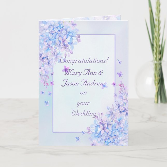 Carte Mariage Aquarelle bleu violet Lilac (Devant)