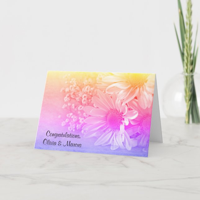 Carte Mariage arc-en-ciel Daisy Bouquet (Devant)