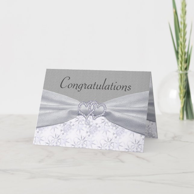 Carte Mariage Argent, Etoiles Blanches et Flammes de nei (Devant)