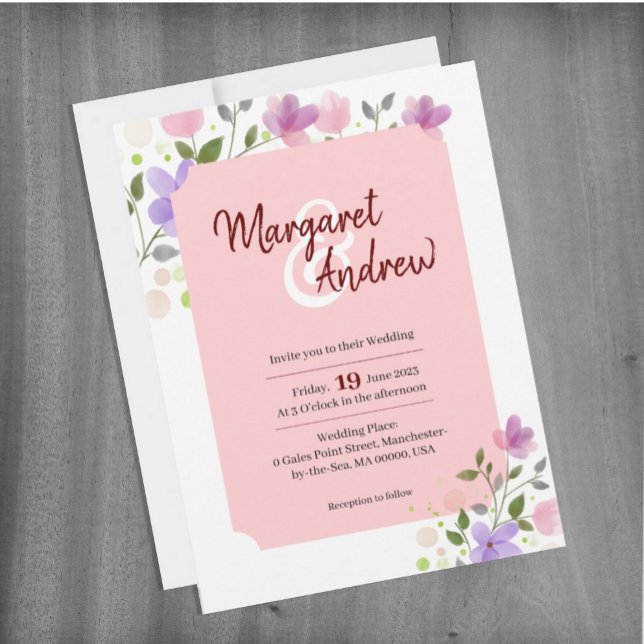 Carte mariage au design floral décent et élégant (Créateur téléchargé)