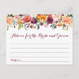 Carte Mariage Automne Fleur, Orange Maroon