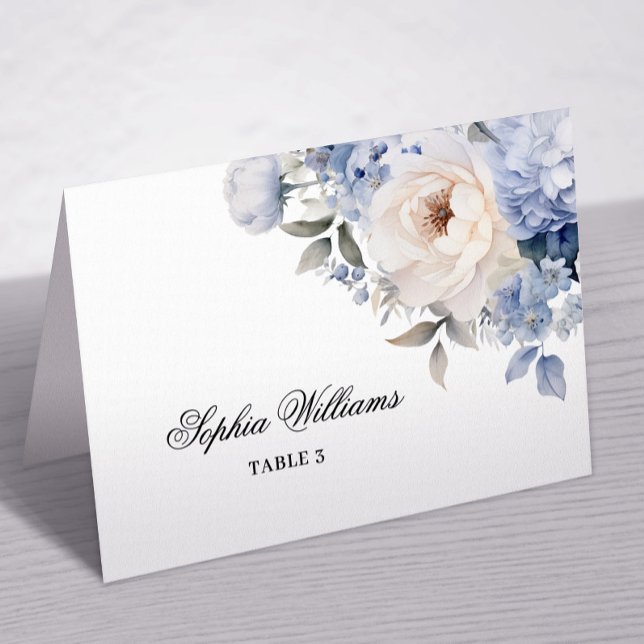 Carte Mariage aux fleurs bleues et blanches (Créateur téléchargé)