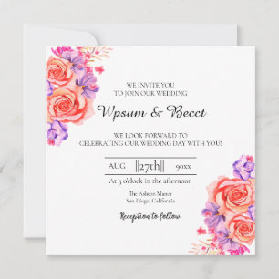 Carte mariage Belle carte d'invitation florale