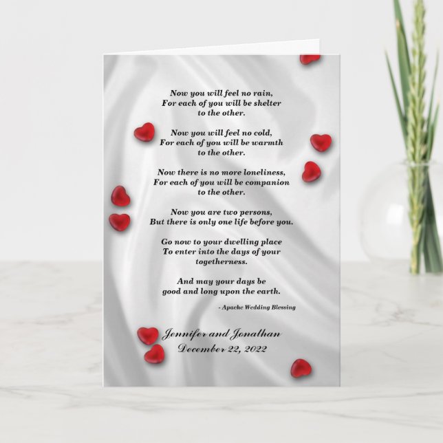 Carte Mariage, Bénédiction Apache Désormais Vous Ne Sent (Devant)