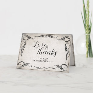 Carte Mariage Black Art Déco vintage Merci