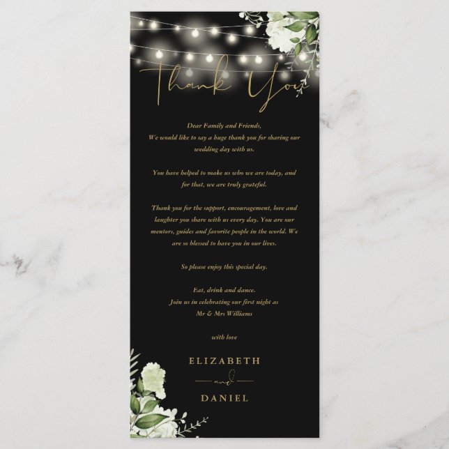 Carte Mariage Black Gold Green Merci Place (Devant)