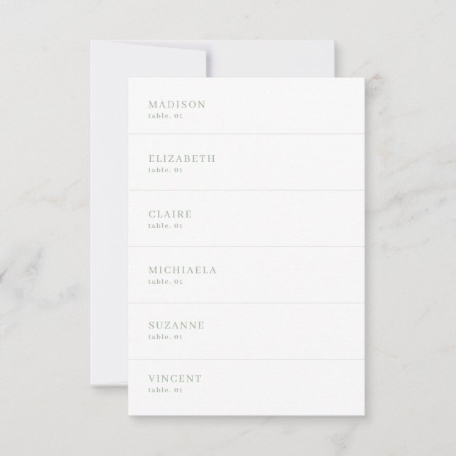 Carte Mariage blanche et verte Sage do-it-yourself (Devant)