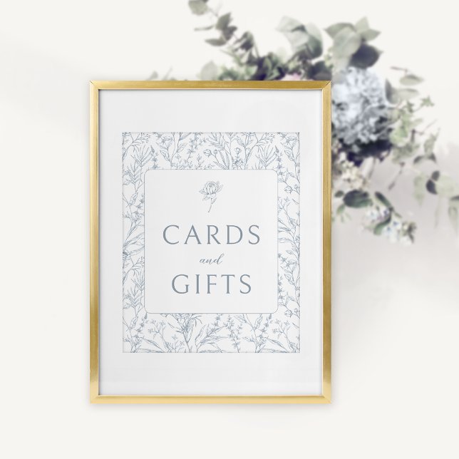 Carte mariage bleu floral français affiche cadeau (Créateur téléchargé)