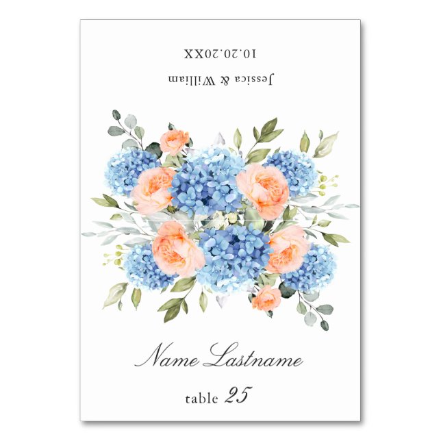 Carte Mariage Blue Hydrangea Blush Rose Escort (Par défaut)