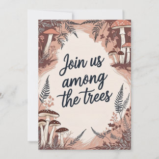 Carte Mariage Boho Woodland avec champignons et fl