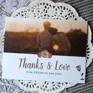 Carte Mariage botanique Merci Rose rose pâle