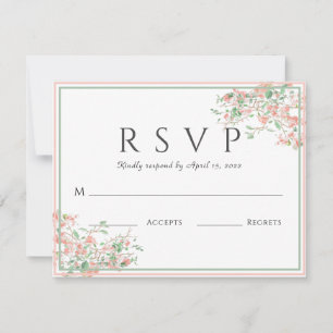 Carte Mariage Botanique rose et vert Boho