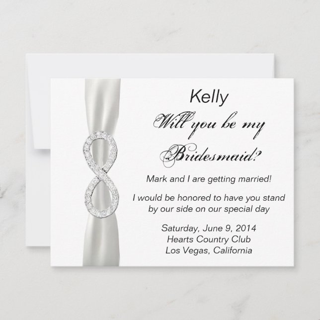 Carte Mariage Bridesmaid Diamond Infinity (Devant)