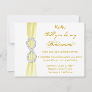 Carte Mariage Bridesmaid Diamond jaune Infinity