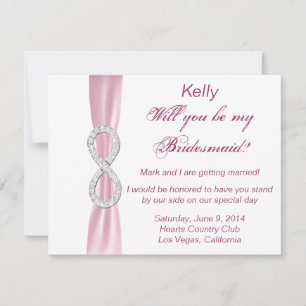 Carte Mariage Bridesmaid rose Diamond Infinity